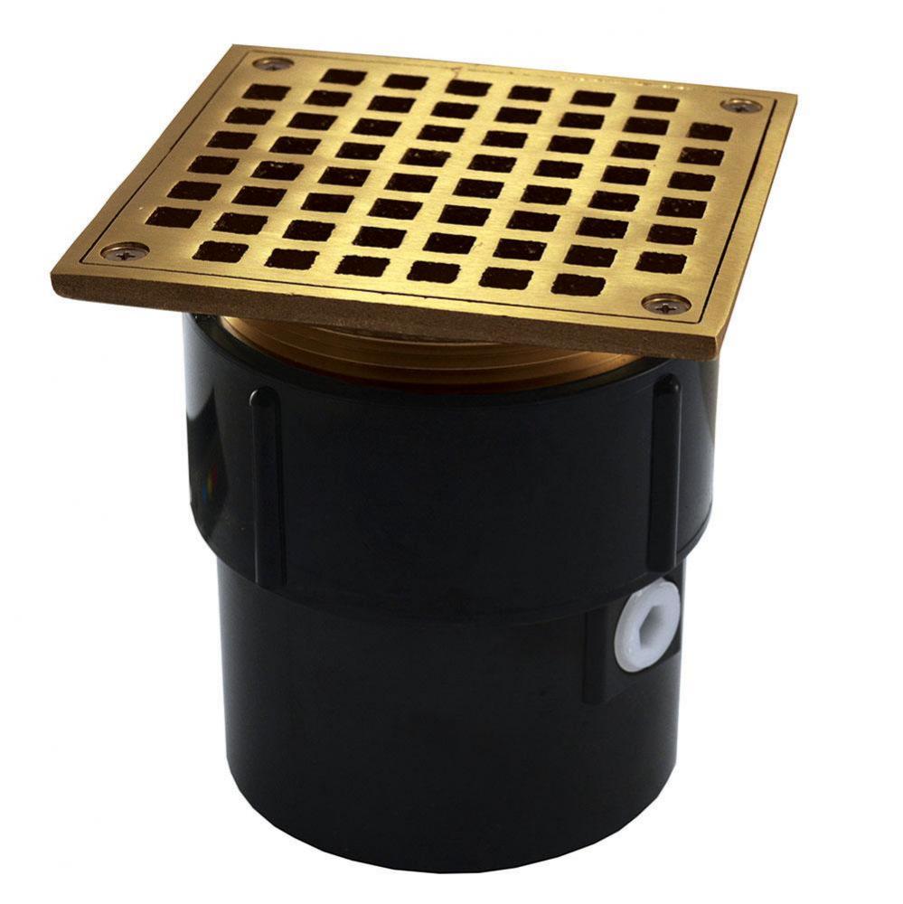 3'' x 4'' ABS Pipe Fit Drain Base with 3-1/2'' Metal Spud and 6&apos