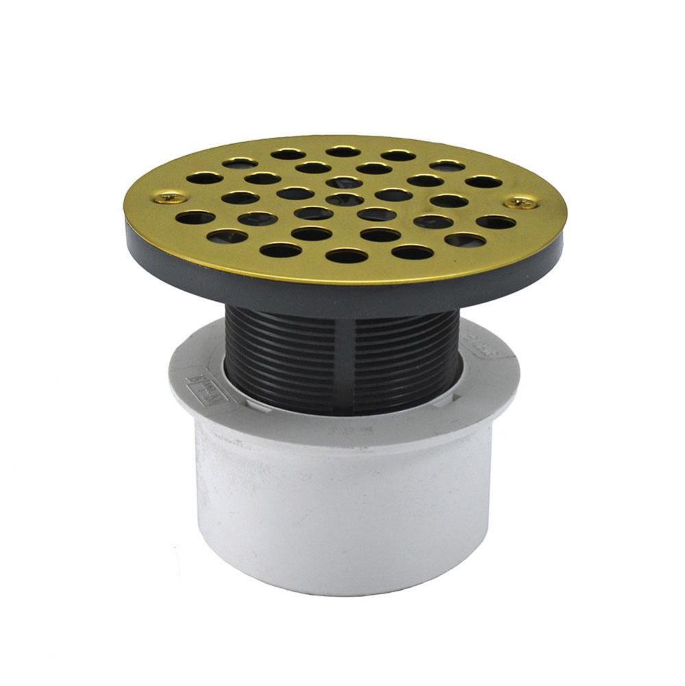 3'' PVC Inside Pipe Fit Drain Base with 2'' Plastic Spud and 4'' Pol