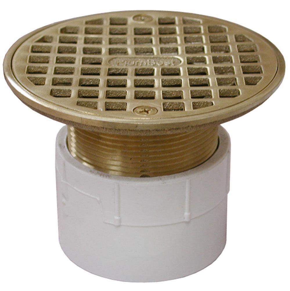 2'' PVC Over Pipe Fit Drain Base with 2'' Metal Spud and 4'' Polishe