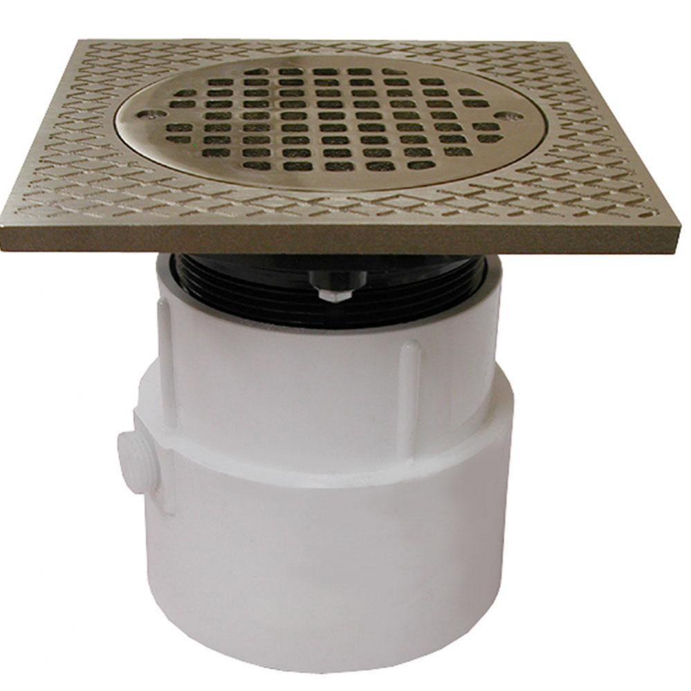 4'' PVC Over Pipe Fit Drain Base with 3-1/2'' Plastic Spud and 5'' N