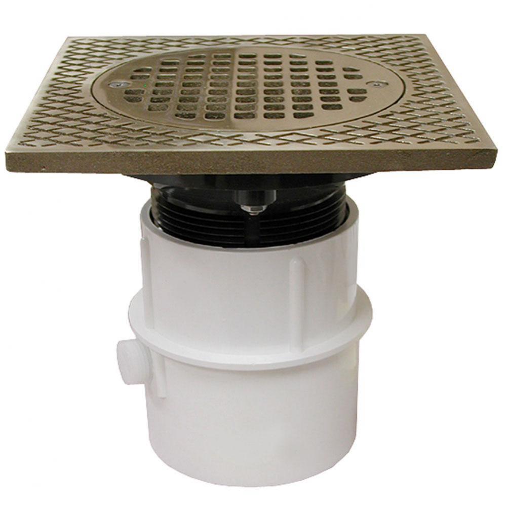 3'' PVC Over Pipe Fit Drain Base with 3'' Plastic Spud and 5'' Nicke
