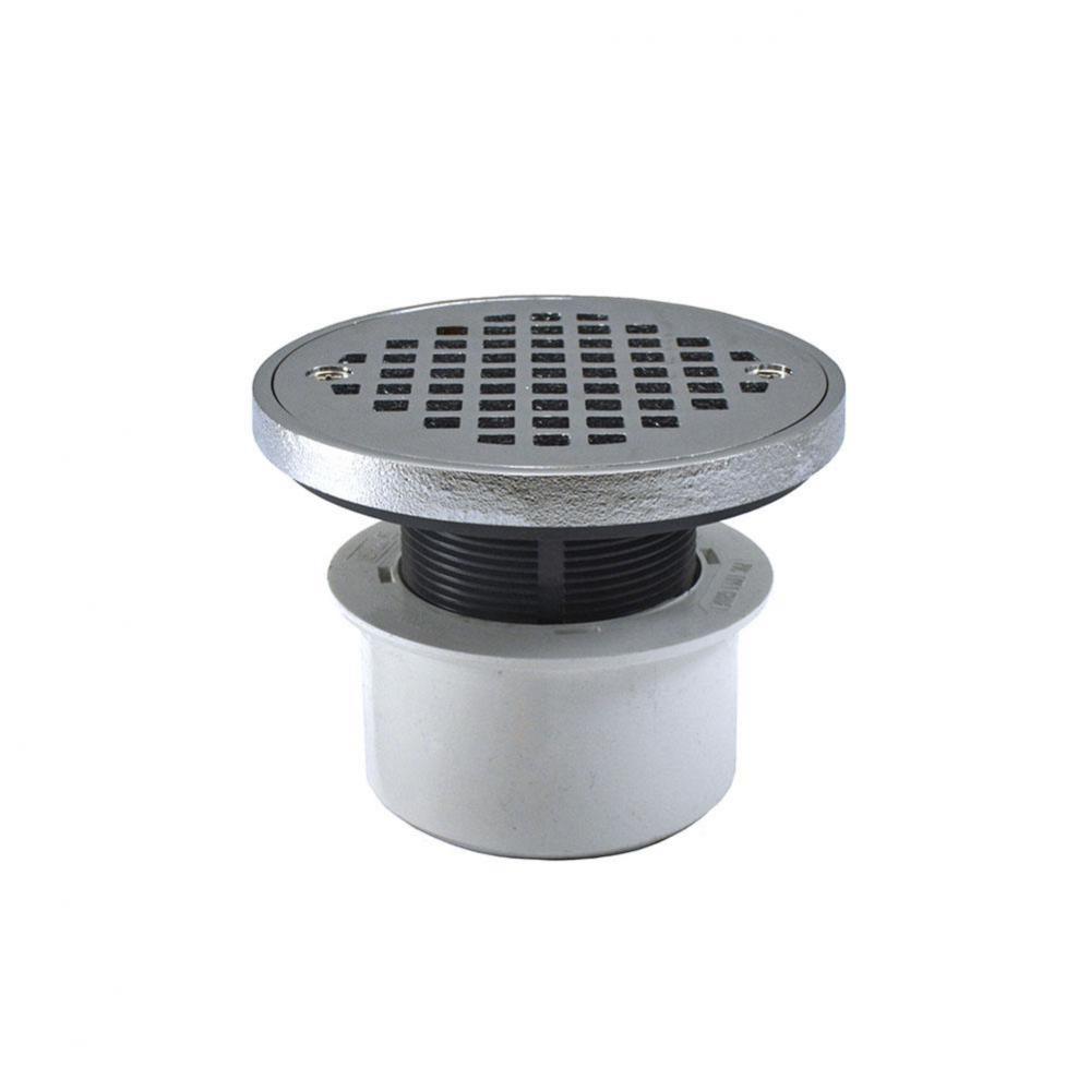 3'' PVC Inside Pipe Fit Drain Base with 2'' Plastic Spud and 4'' Chr