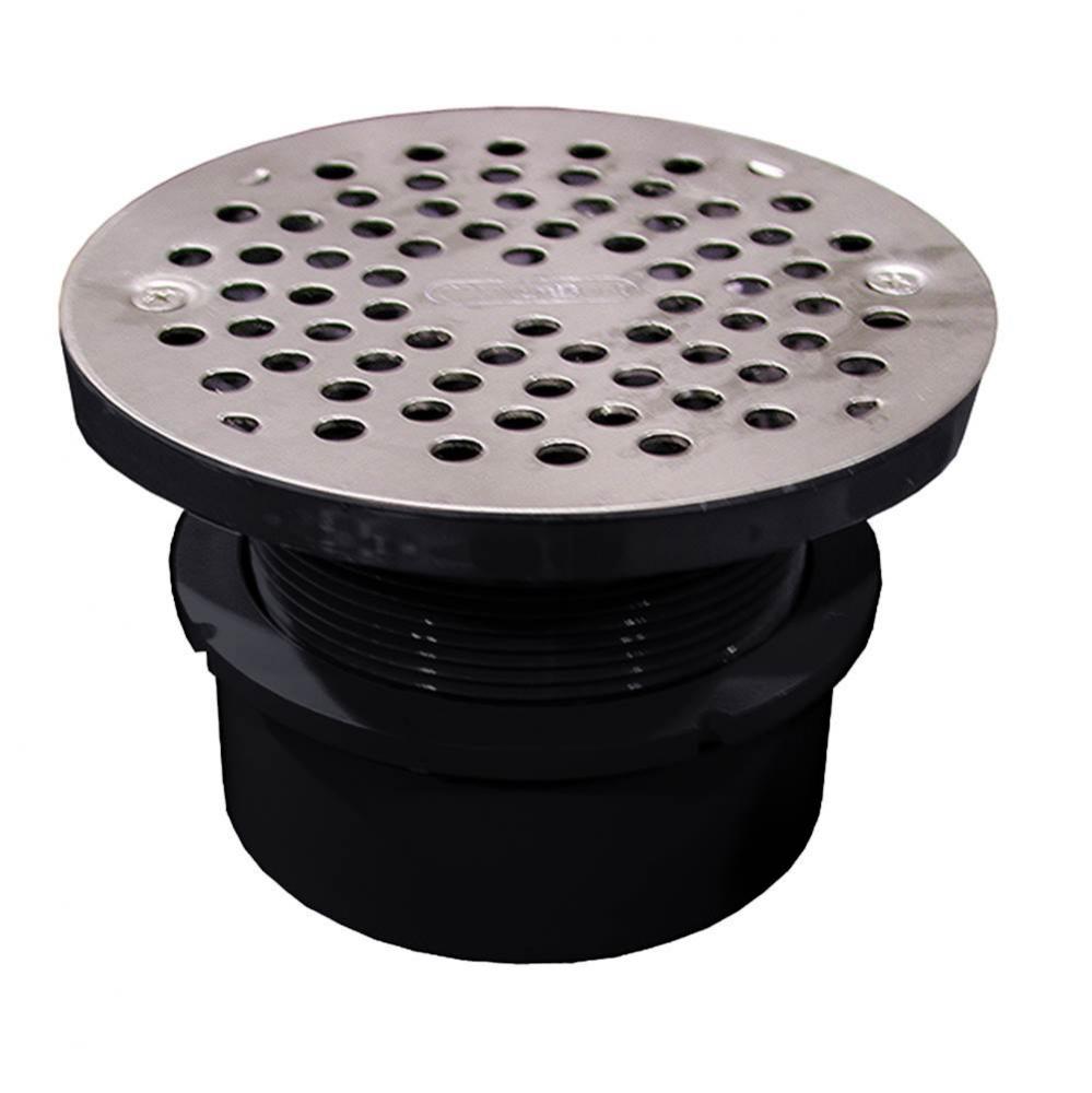 4'' ABS Hub Fit Drain Base with 3-1/2'' Plastic Spud and 5'' Stainle