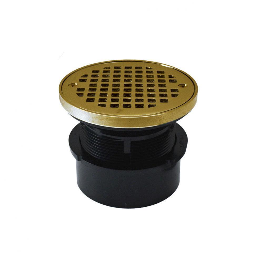 4'' ABS Hub Fit Drain Base with 3-1/2'' Plastic Spud and 5'' Polishe