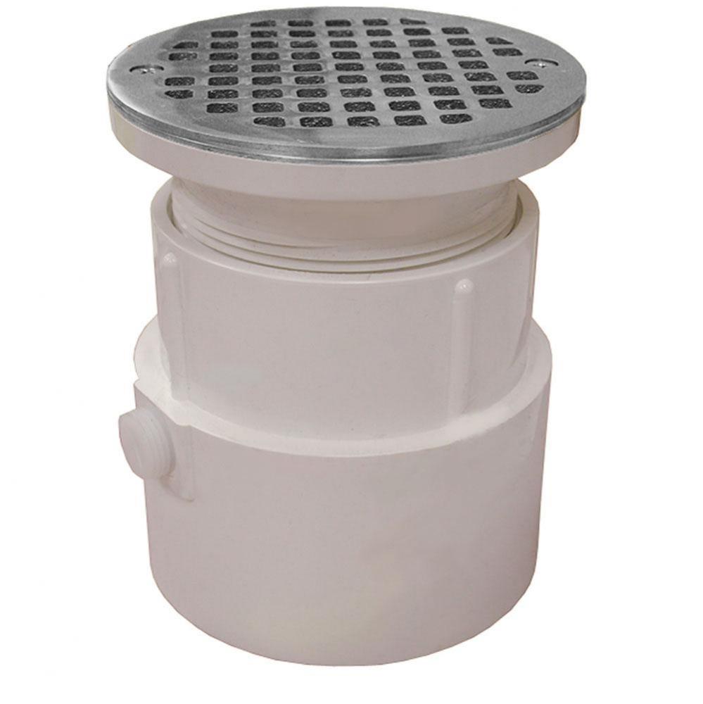 4'' PVC Over Pipe Fit Drain Base with 3-1/2'' Plastic Spud and 5'' C