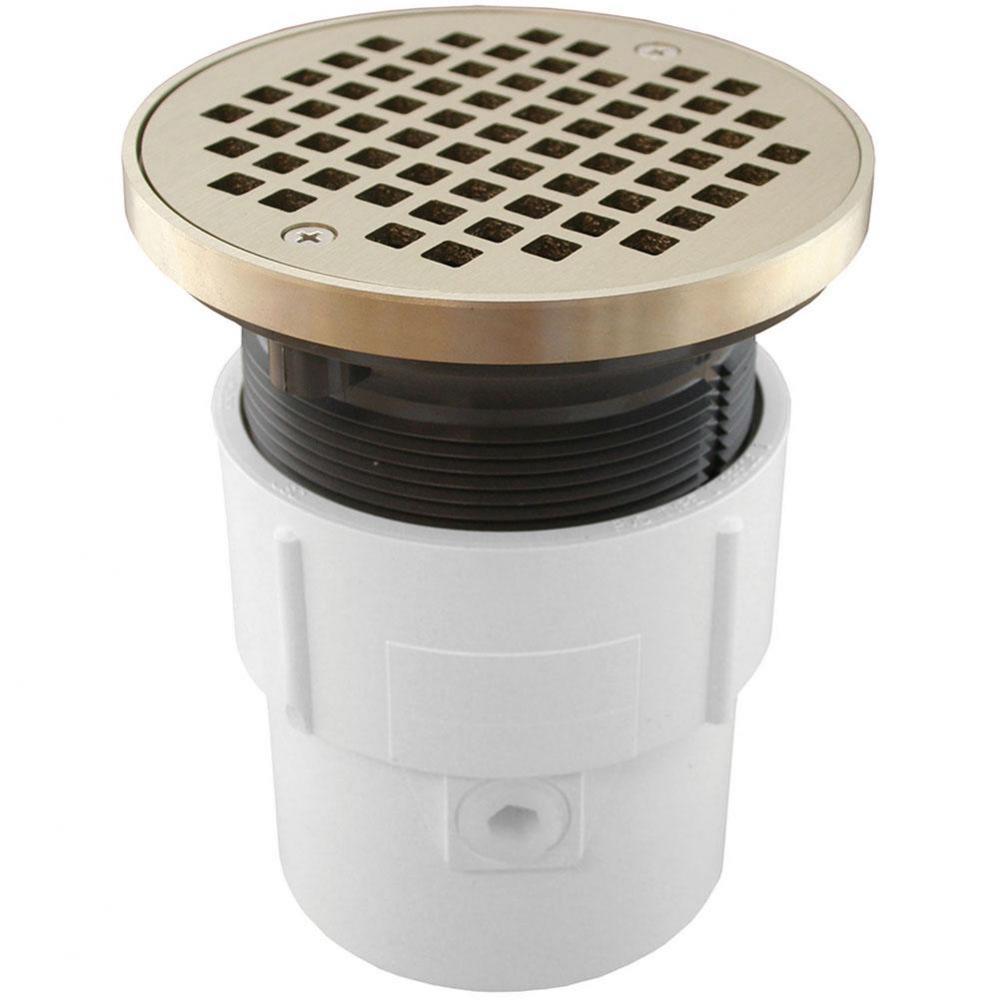 3'' x 4'' PVC Pipe Fit Drain Base with 3-1/2'' Plastic Spud and 5&ap