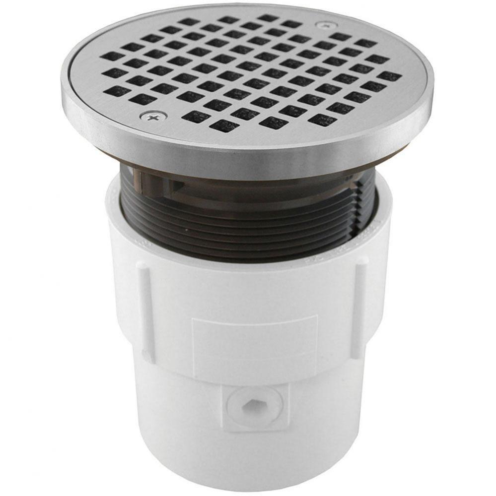 3'' x 4'' PVC Pipe Fit Drain Base with 3-1/2'' Plastic Spud and 5&ap