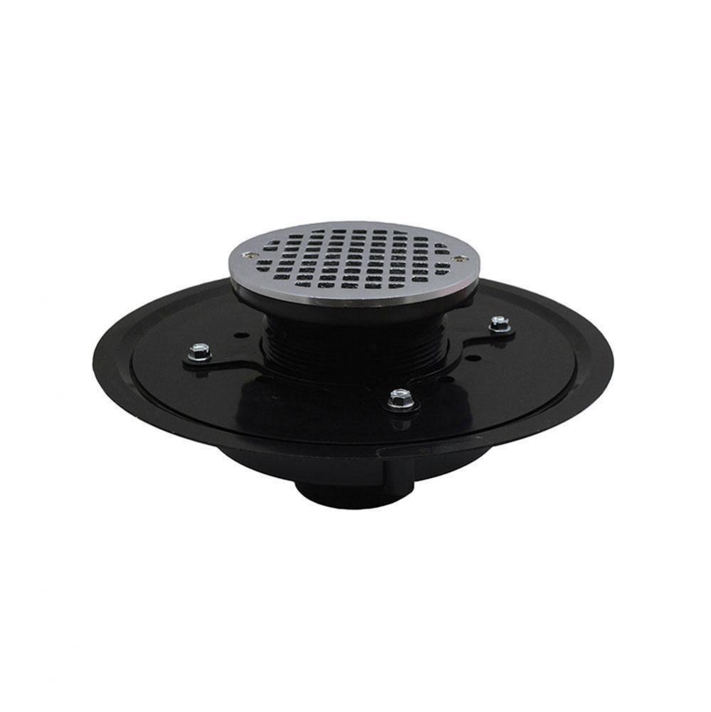 2'' Heavy Duty ABS Drain Base with 3-1/2'' Plastic Spud and 5'' Chro
