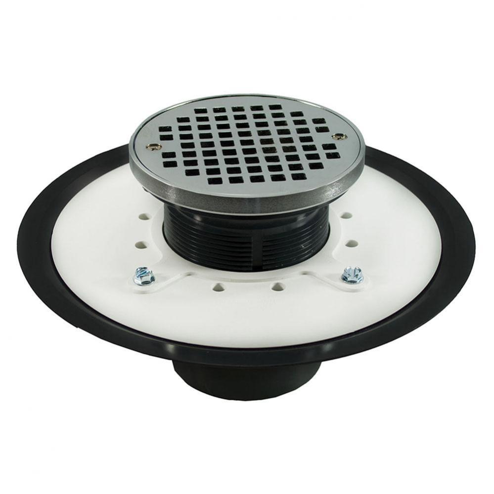 3'' Heavy Duty PVC Drain Base with 3-1/2'' Plastic Spud and 5'' Chro