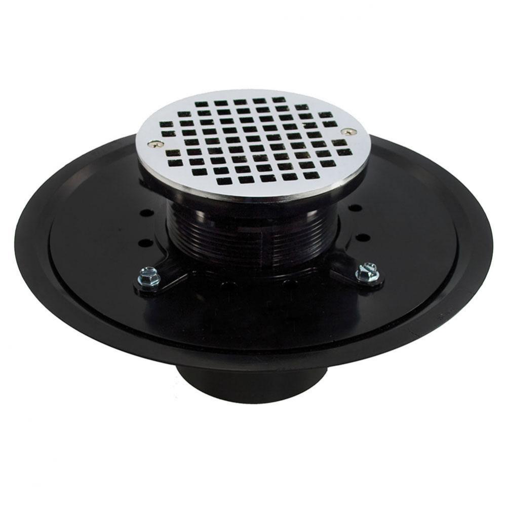 3'' Heavy Duty ABS Drain Base with 3-1/2'' Plastic Spud and 5'' Chro