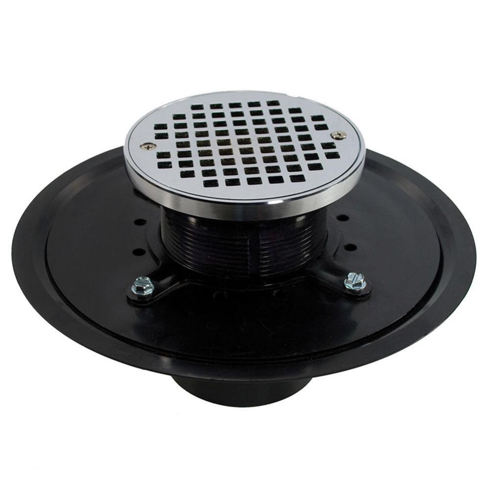 3'' Heavy Duty ABS Drain Base with 3-1/2'' Plastic Spud and 5'' Chro