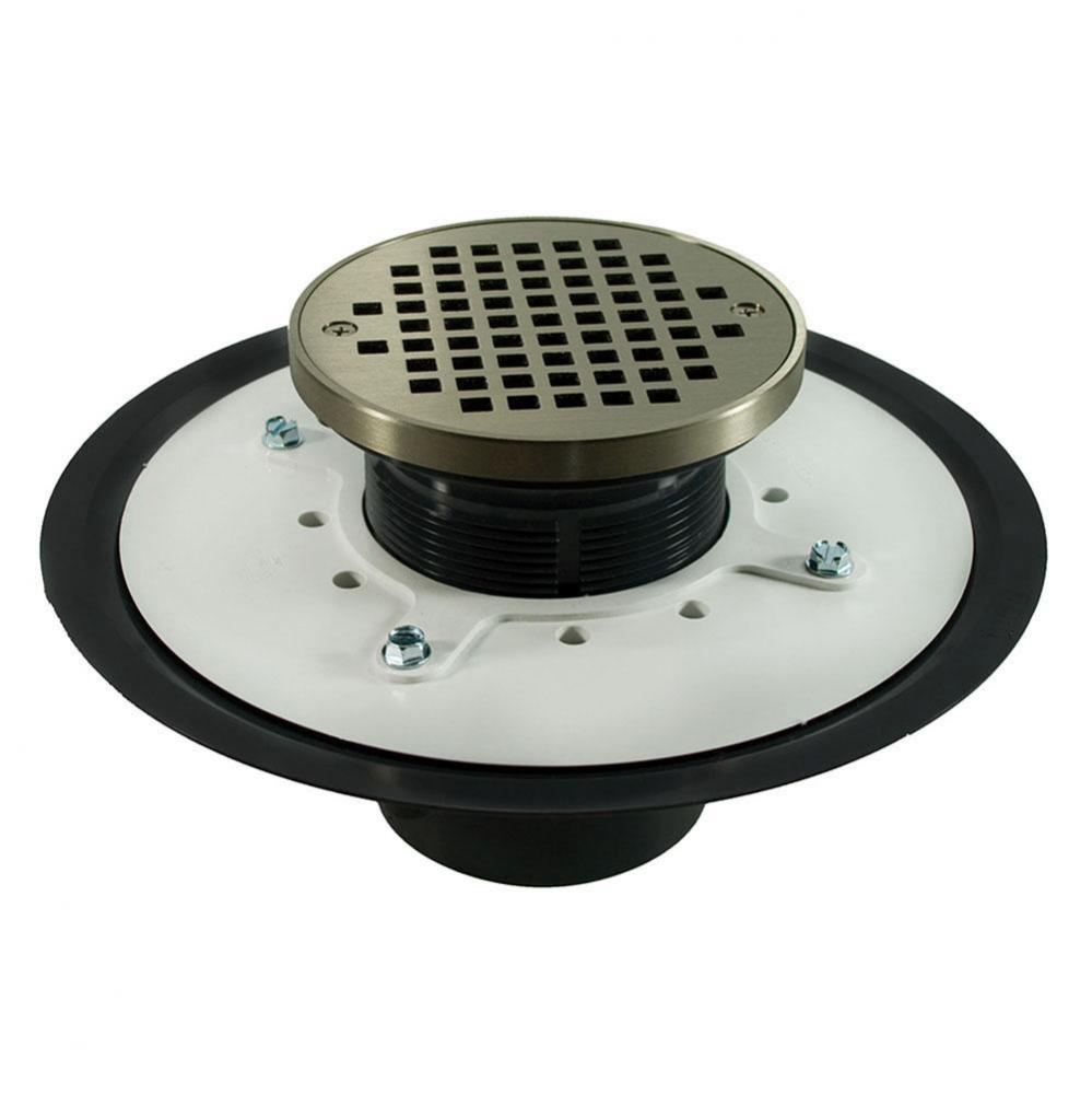 4'' Heavy Duty PVC Drain Base with 3-1/2'' Plastic Spud and 5'' Nick