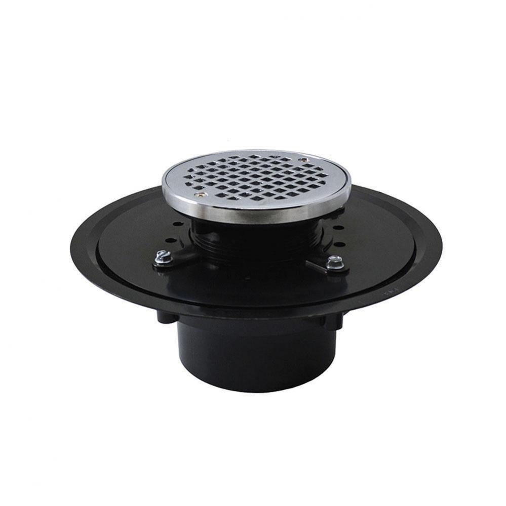4'' Heavy Duty ABS Drain Base with 3-1/2'' Plastic Spud and 5'' Chro