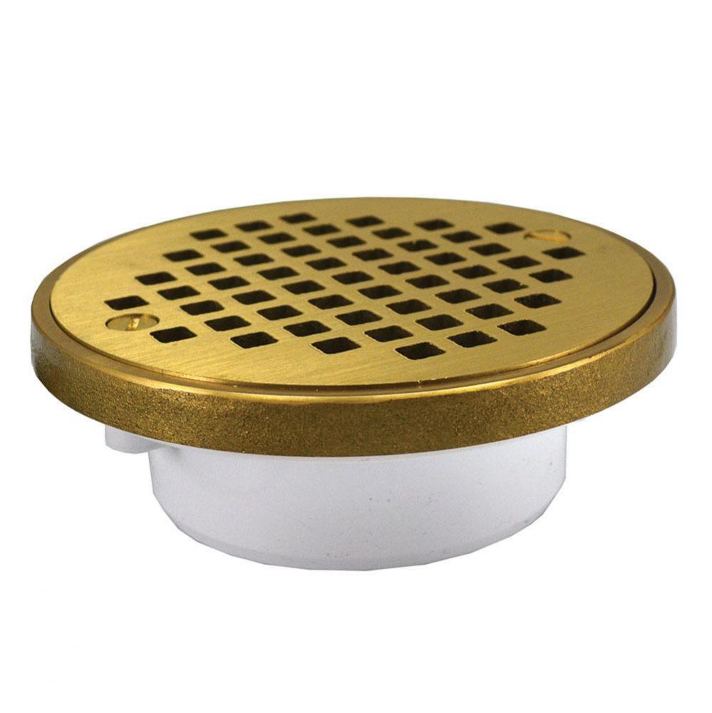 2'' x 3'' General Purpose PVC Drain with 4-1/4'' Polished Brass Roun