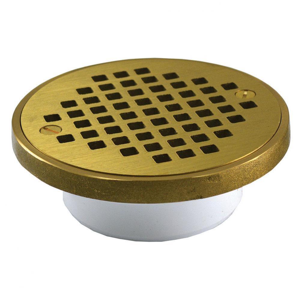 2'' x 3'' General Purpose PVC Drain with 4-1/4'' Polished Brass Roun