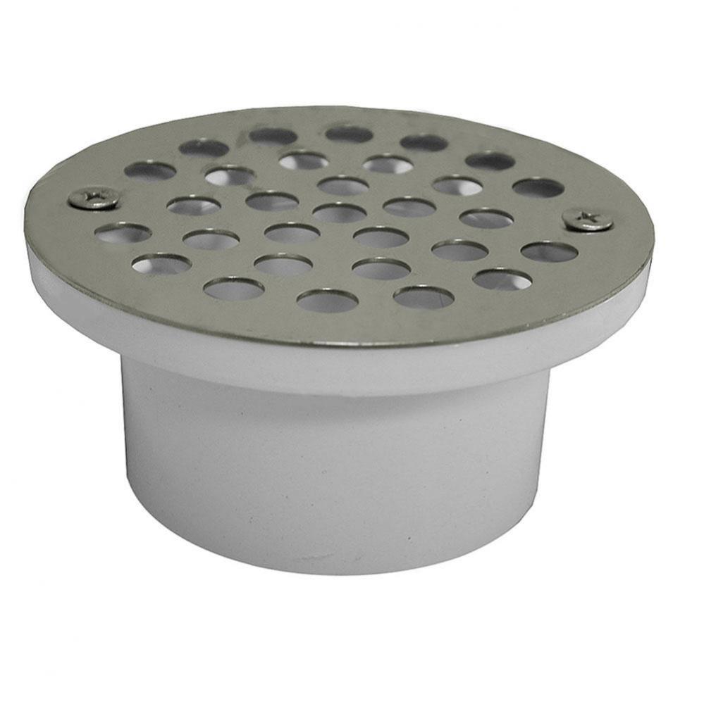 2'' x 3'' General Purpose PVC Drain with Long Body and Nickel Bronze Strainer