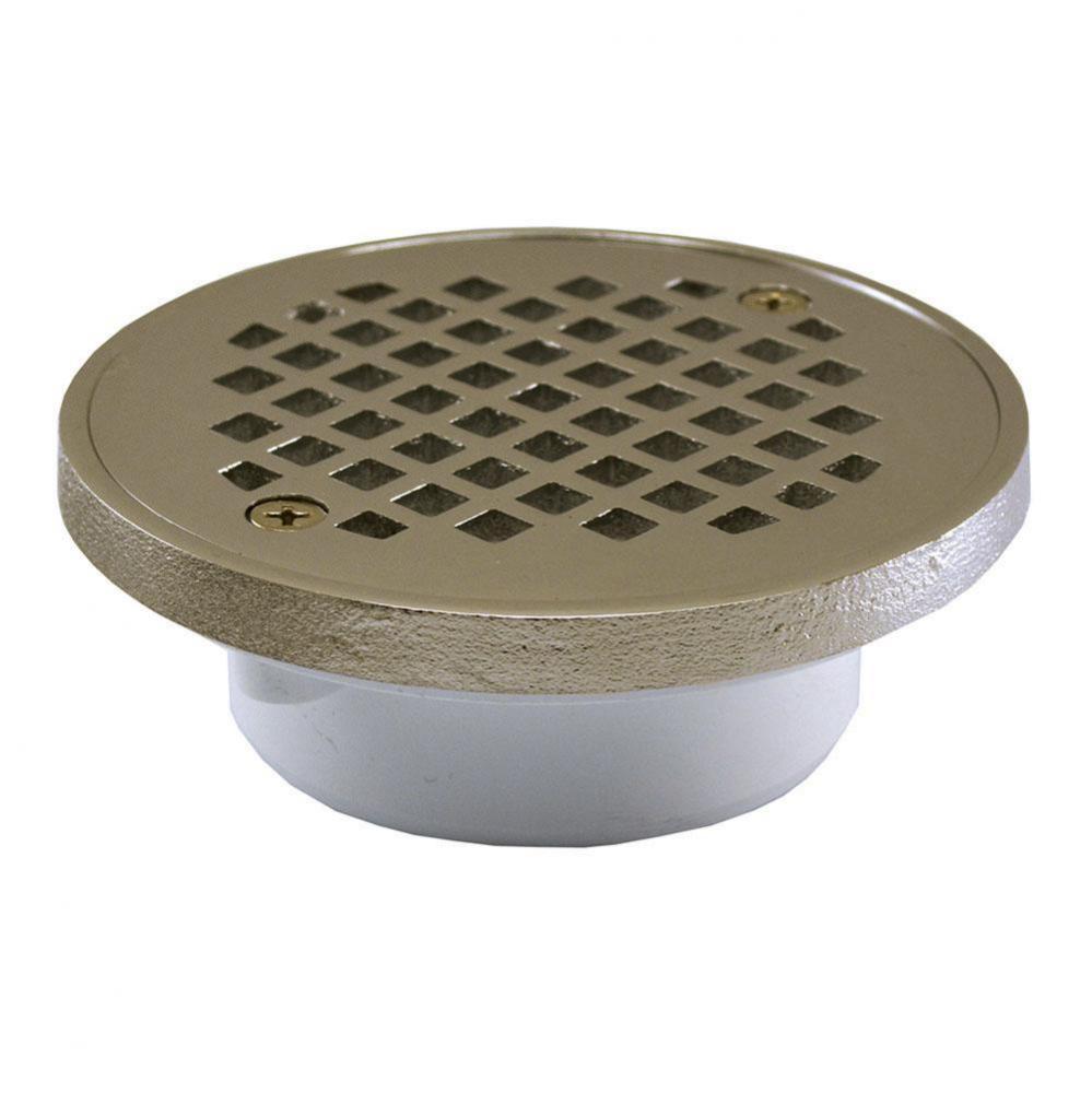 2'' x 3'' General Purpose PVC Drain with 4-1/4'' Nickel Bronze Round