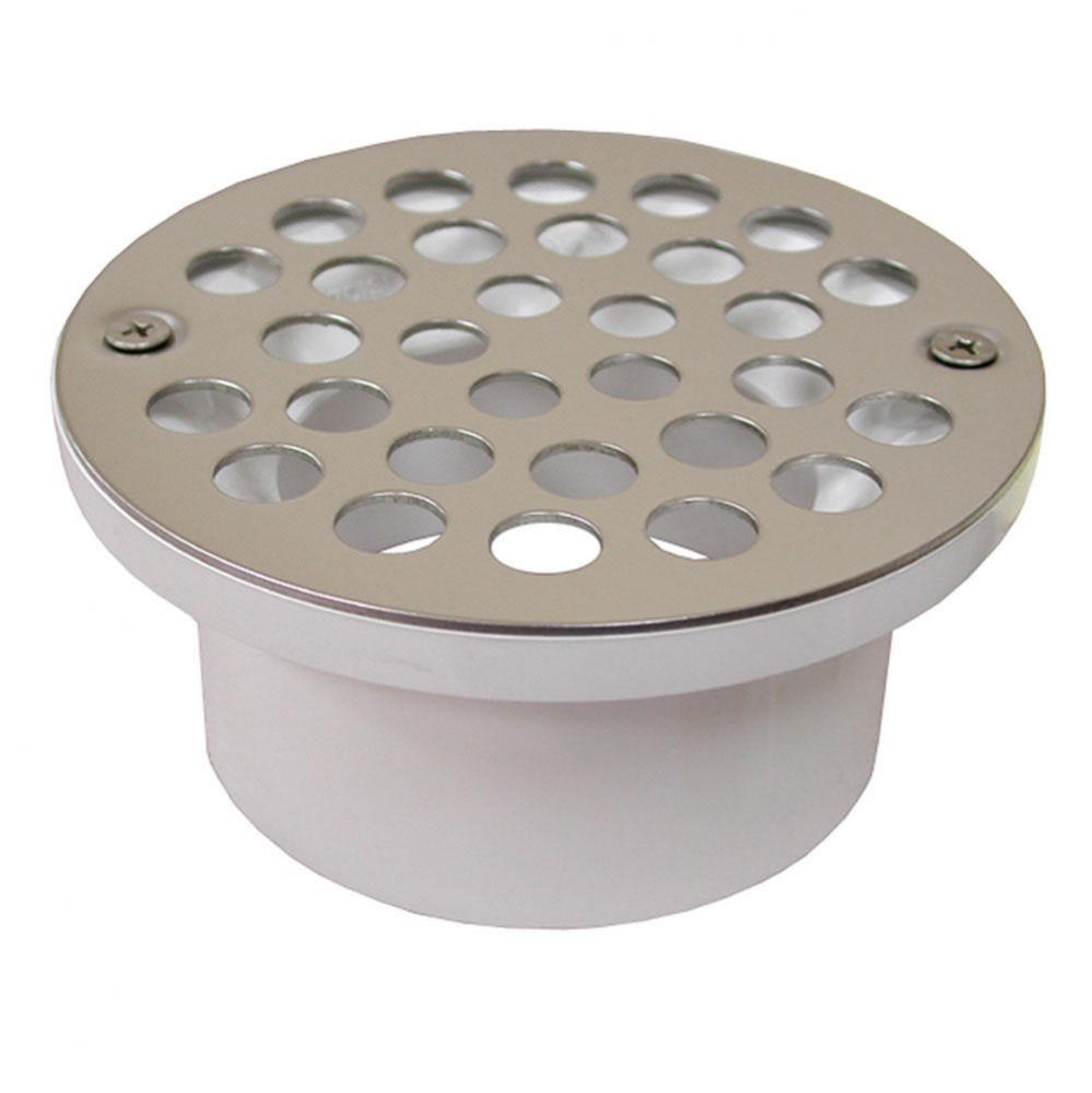 3'' x 4'' General Purpose PVC Drain with 5'' Stainless Steel Round S