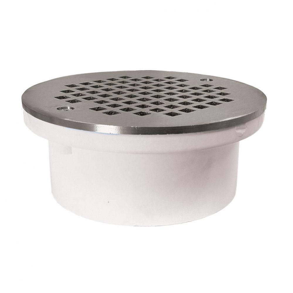 4'' General Purpose PVC Drain with 6'' Chrome Plated Round Strainer