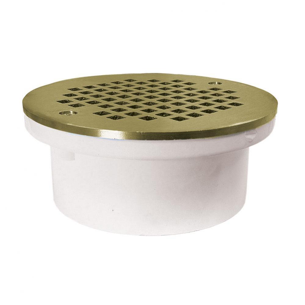 4'' General Purpose PVC Drain with 6'' Polished Brass Round Strainer