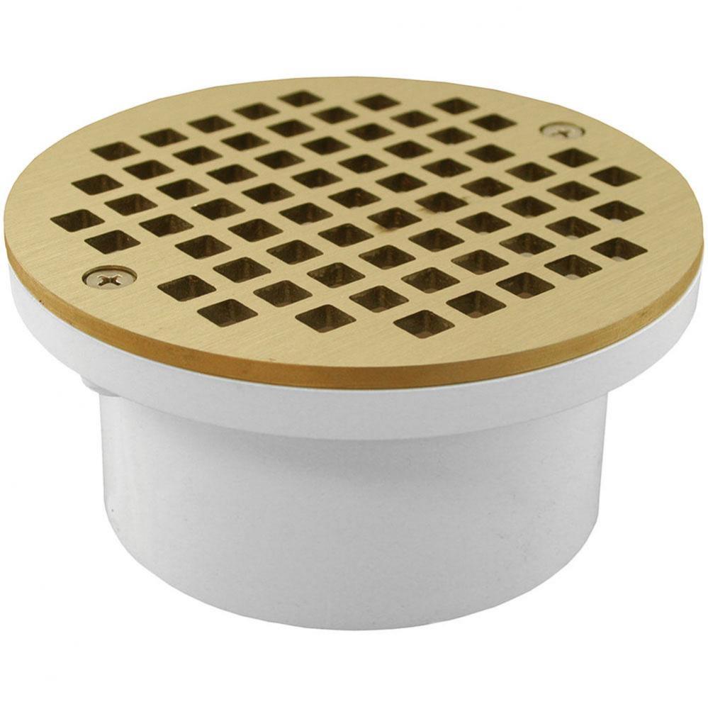 3'' x 4'' General Purpose PVC Drain with 5'' Polished Brass Round St