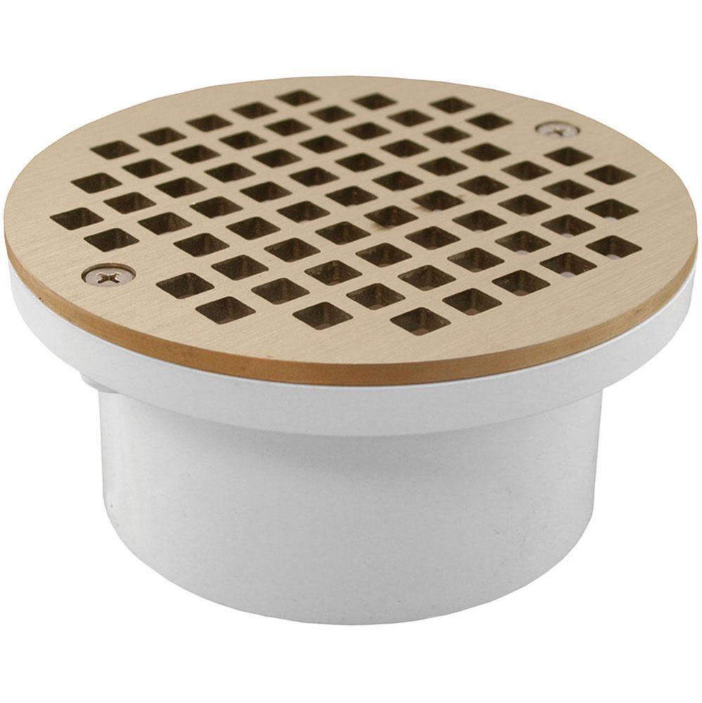 3'' x 4'' General Purpose PVC Drain with 5'' Nickel Bronze Round Str