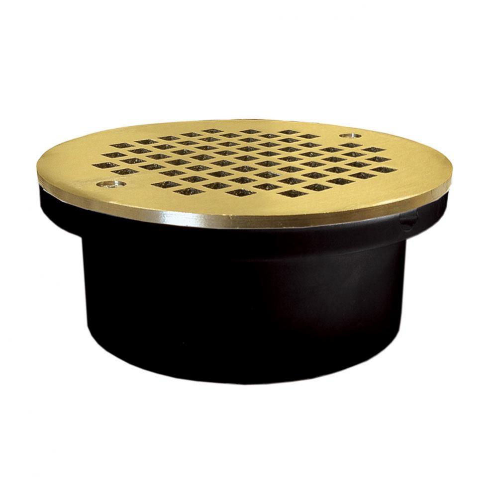 4'' General Purpose ABS Drain with 6'' Polished Brass Round Strainer
