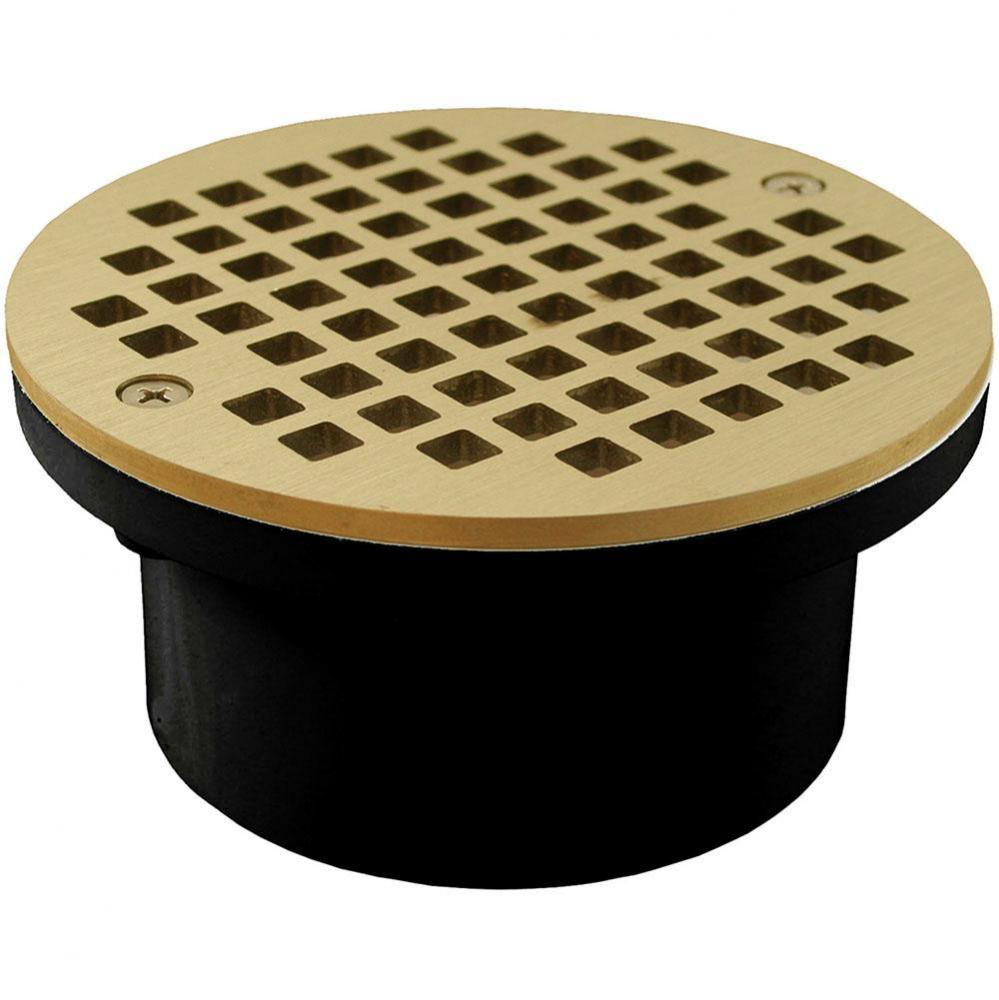 3'' x 4'' General Purpose ABS Drain with 5'' Polished Brass Round St