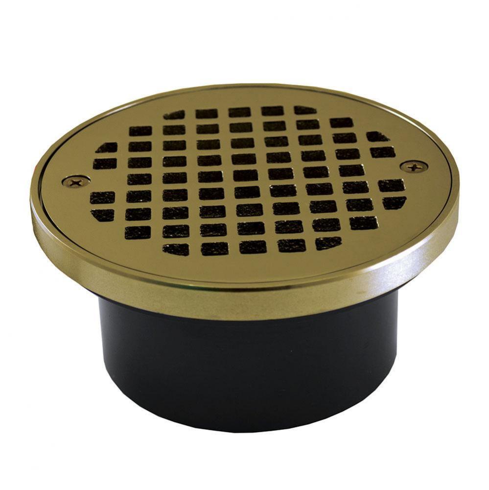 3'' x 4'' General Purpose ABS Drain with 5'' Polished Brass Round St