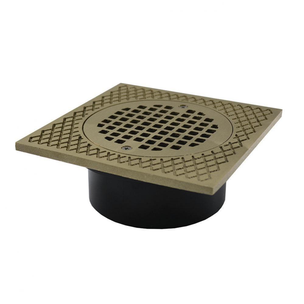 4'' General Purpose ABS Drain with 7'' Nickel Bronze Square Strainer