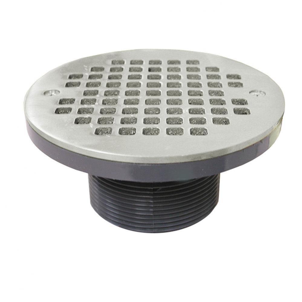 3'' PVC IPS Plastic Spud with 6'' Stainless Steel Round Strainer