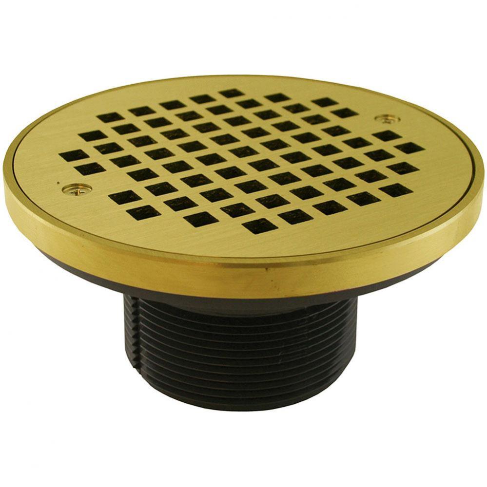 3'' IPS PVC Spud with 6'' Polished Brass Strainer with Ring