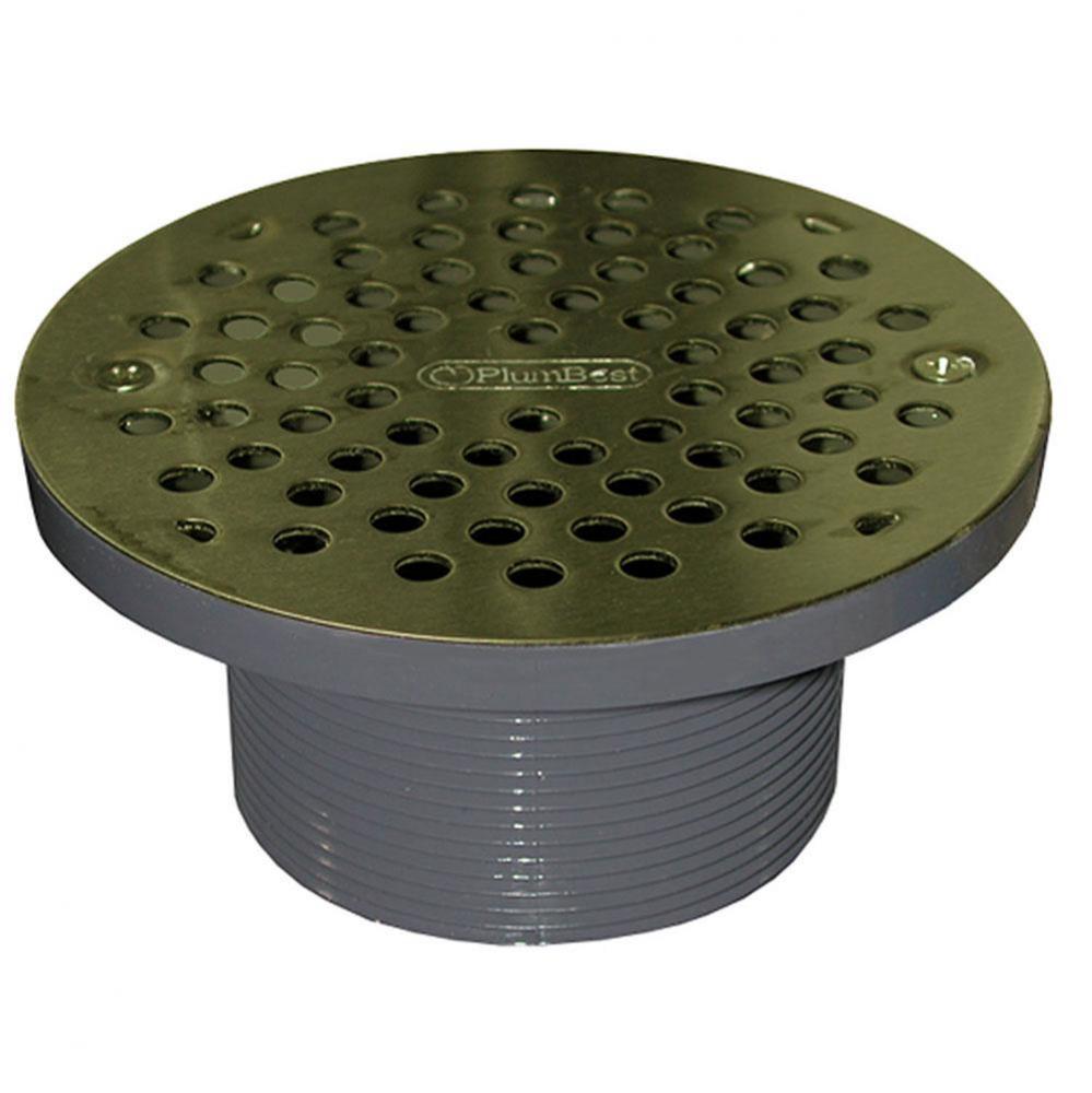 3-1/2'' IPS PVC Spud with 6'' Polished Brass Strainer