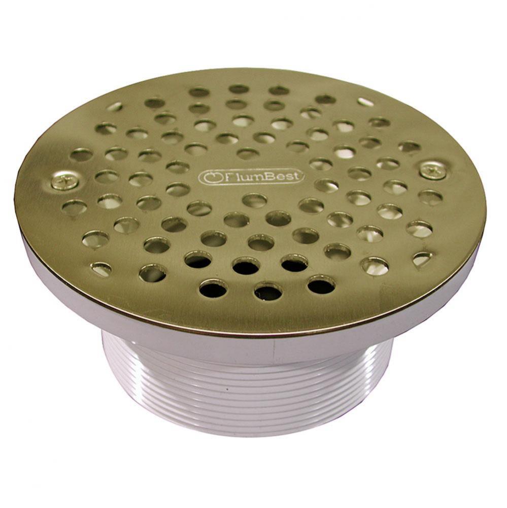4'' IPS PVC Spud with 6'' Polished Brass Strainer