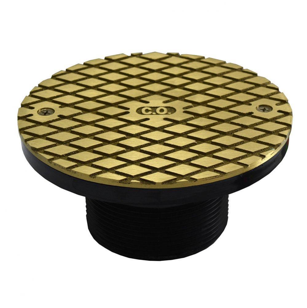 3'' ABS Cleanout Spud with 6'' Polished Brass Round Cover