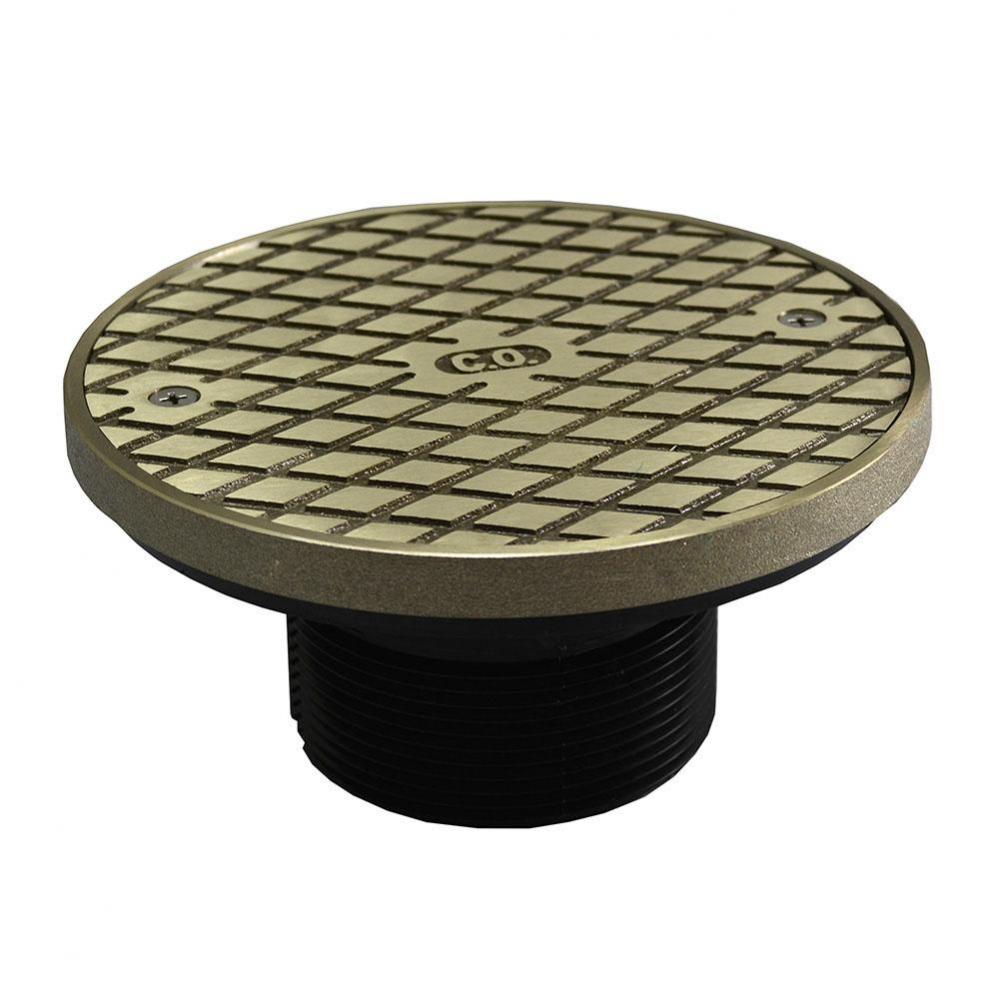 3'' ABS Cleanout Spud with 6'' Polished Brass Round Cover with Ring