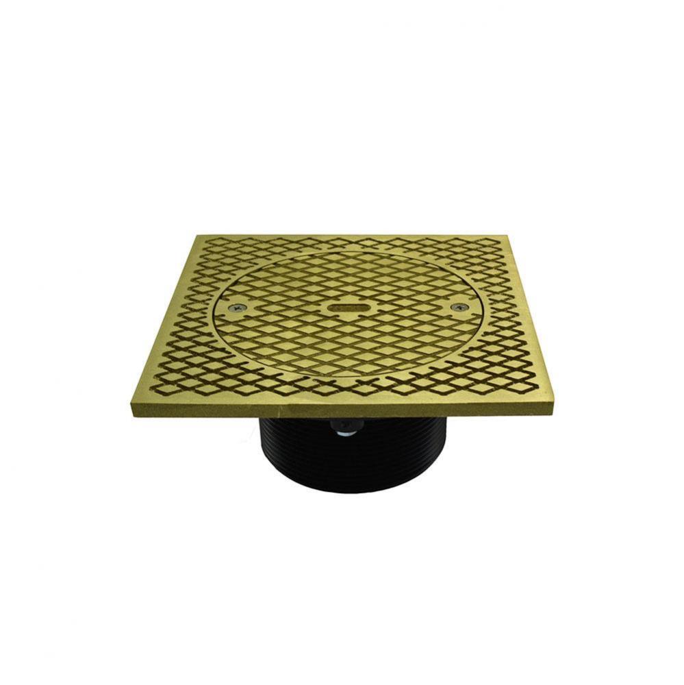 3-1/2'' ABS Cleanout Spud with 7'' Polished Brass Square Cover