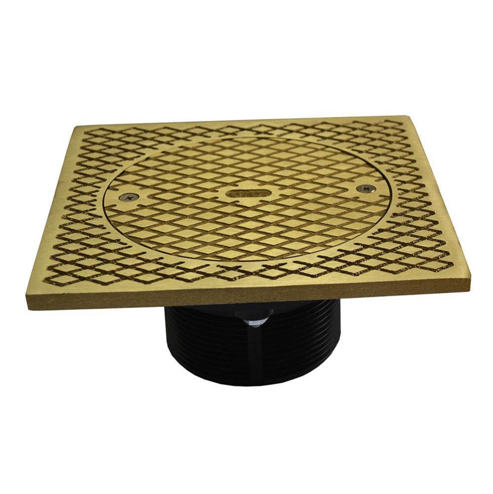 3'' ABS Cleanout Spud with 7'' Polished Brass Square Cover