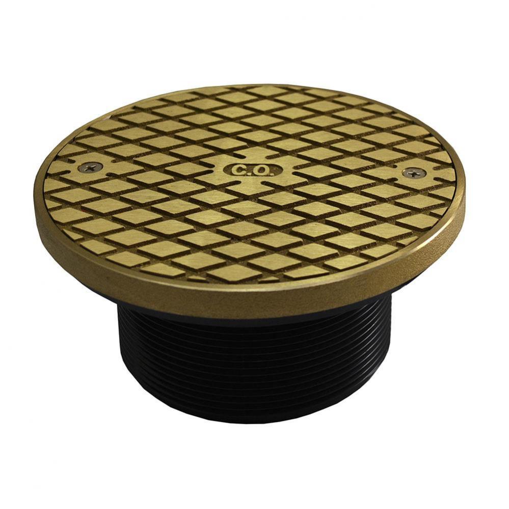 4'' ABS Cleanout Spud with 6'' Polished Brass Round Cover with Ring