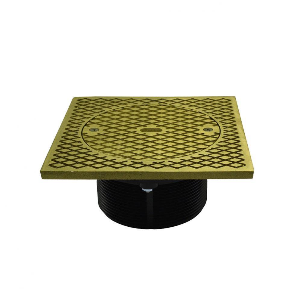 4'' ABS Cleanout Spud with 7'' Polished Brass Square Cover