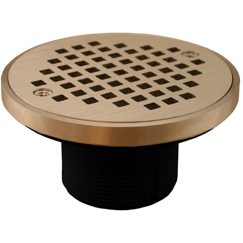 2'' ABS IPS Plastic Spud with 4'' Nickel Bronze Round Strainer with Ring