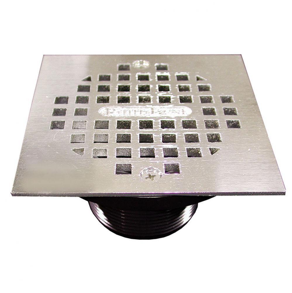 2'' ABS IPS Plastic Spud with 4'' Chrome Plated Square Strainer