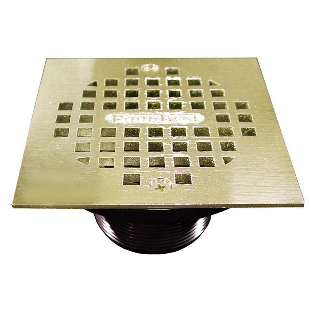 2'' ABS IPS Plastic Spud with 4'' Polished Brass Square Strainer