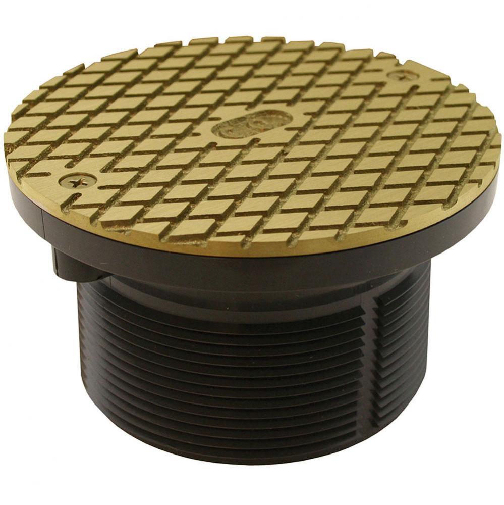 3-1/2'' Heavy Duty PVC Cleanout Spud with 6'' Polished Brass Round Cover