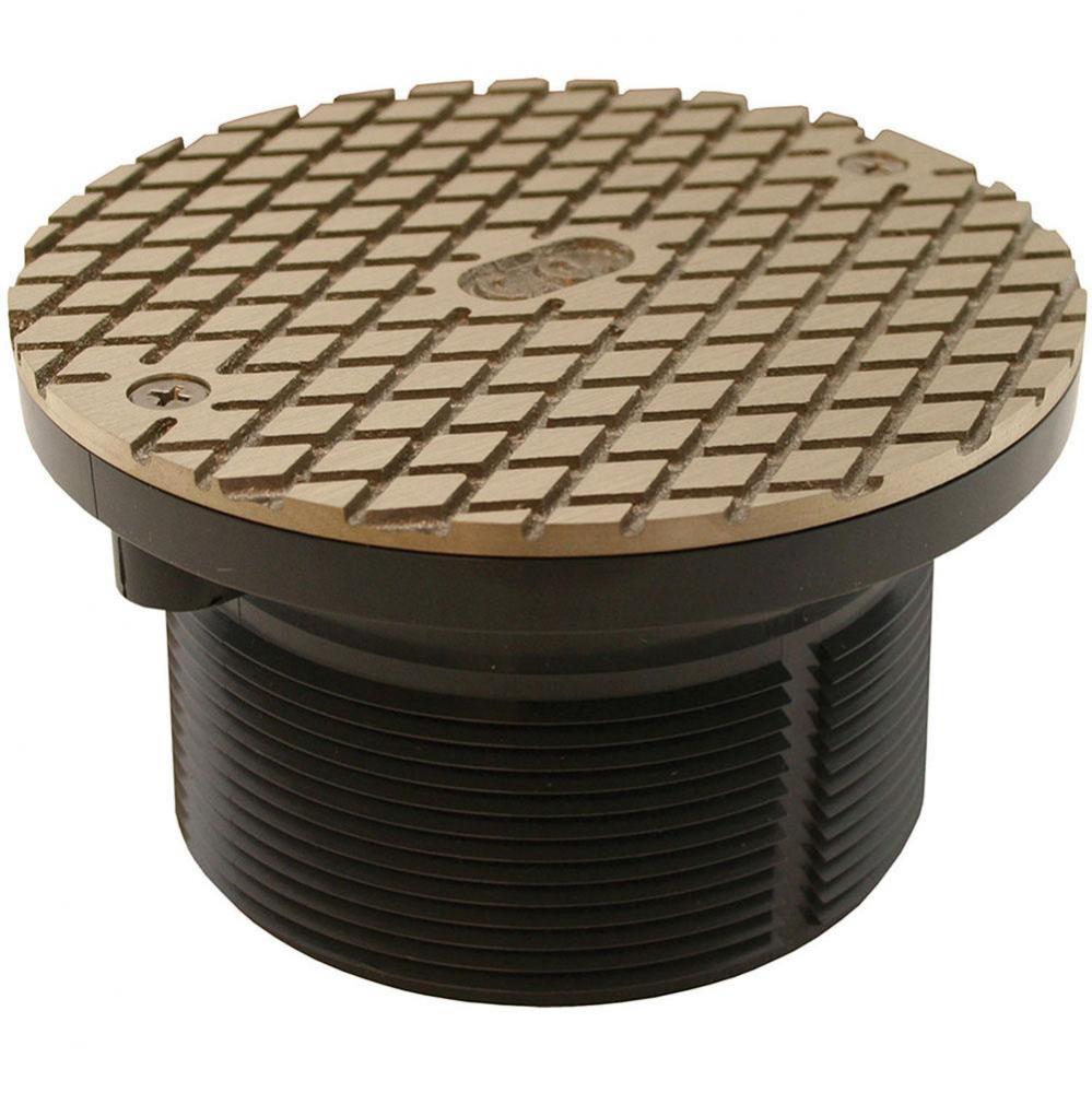 3-1/2'' Heavy Duty PVC Cleanout Spud with 6'' Nickel Bronze Round Cover