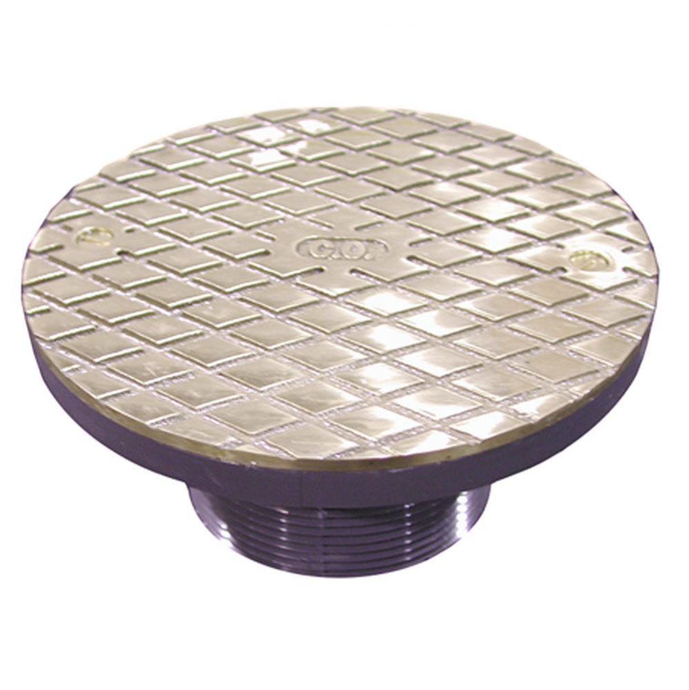 3'' Heavy Duty PVC Cleanout Spud with 6'' Polished Brass Round Cover