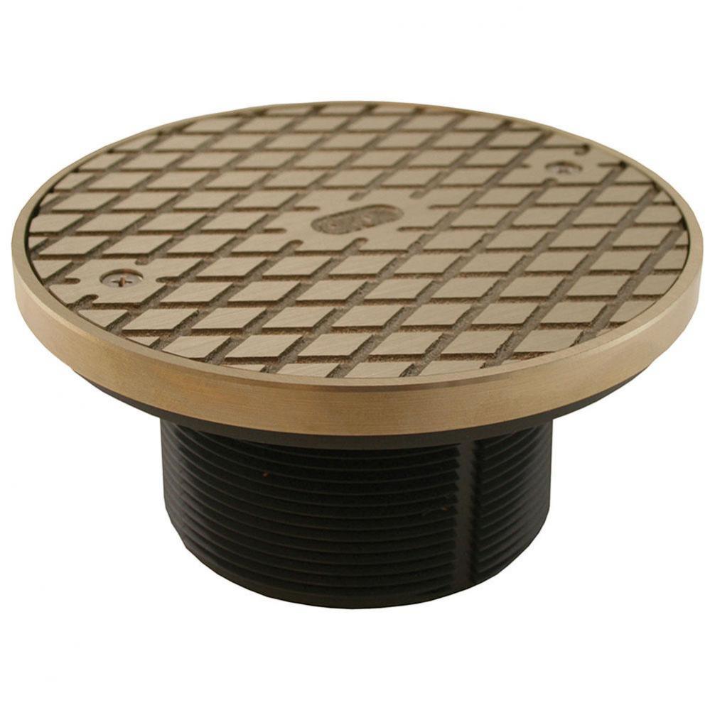 3-1/2'' Heavy Duty PVC Cleanout Spud with 6'' Nickel Bronze Round Cover with R