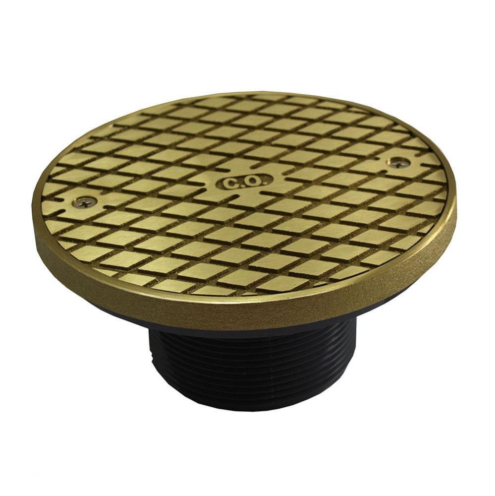 3'' Heavy Duty PVC Cleanout Spud with 6'' Polished Brass Round Cover with Ring