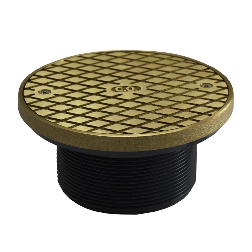 4'' Heavy Duty PVC Cleanout Spud with 6'' Polished Brass Round Cover with Ring