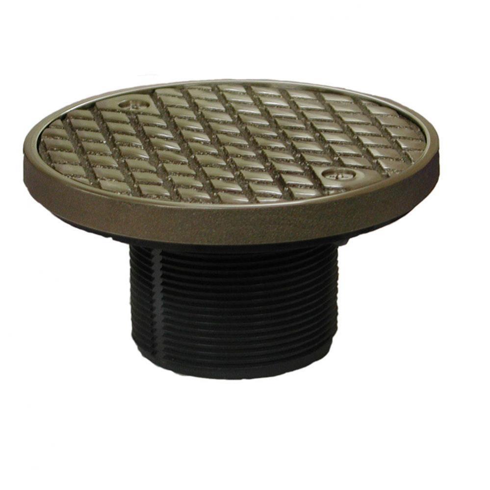 2'' PVC Cleanout Spud with 4'' Nickel Bronze Cover with Ring